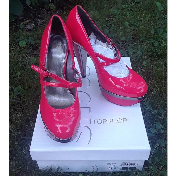 New Topshop platform Mary Jane shoes 8.5 leather - Picture 2 of 12